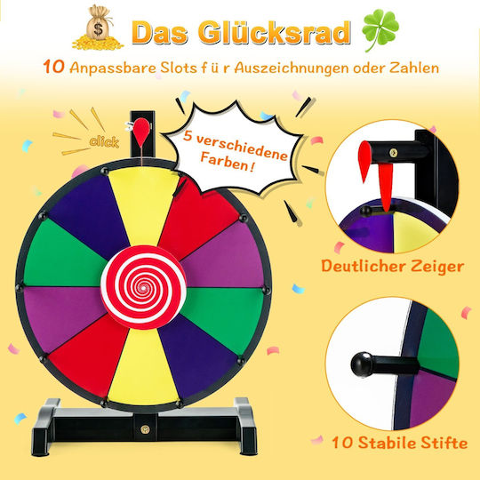 Costway Glücksrad 10 bunte Felder Abnehmbare Schreibfläche Tt10005
