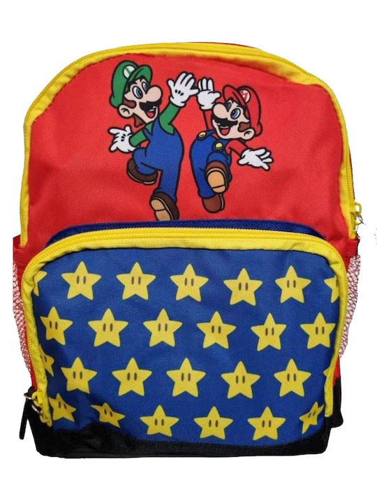 Super Mario Σχολική Τσάντα Πλάτης Νηπιαγωγείου Κόκκινη