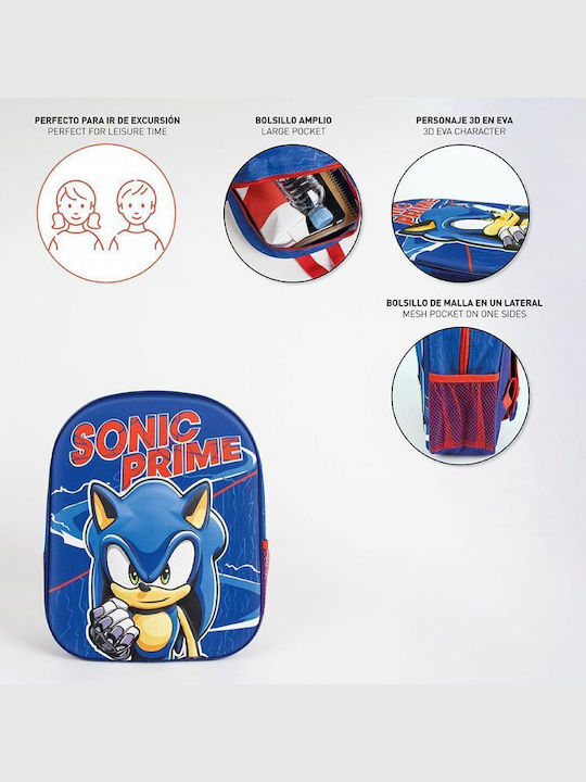 Sonic Σχολική Τσάντα Πλάτης Νηπιαγωγείου Μπλε