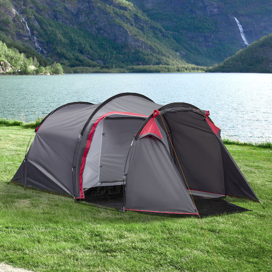 Outsunny Cort De Camping Automat Tunel Gri Pentru 2 Persoane 426x206x154cm