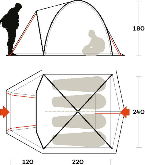 Ferrino Tenere 4 Camping Tent Igloo Blue with Double Cloth 3 Seasons for 4 People 360x240x180cm
