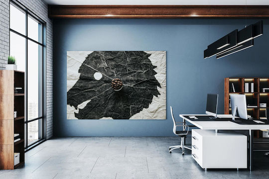 Πίνακας Coffee Beans On Abstract Leaf Art Κόκκοι Καφέ Αφηρημένη Τέχνη Φύλλων 120x80