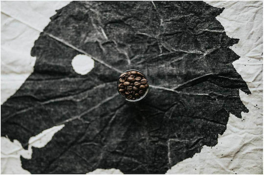 Πίνακας Coffee Beans On Abstract Leaf Art Κόκκοι Καφέ Αφηρημένη Τέχνη Φύλλων 120x80