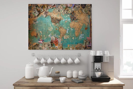 World Map Global Currencies Painting 100x70
