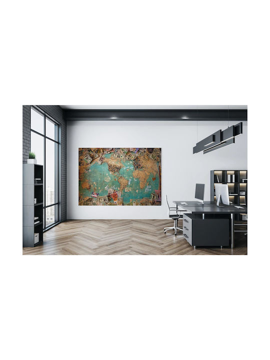 World Map Global Currencies Painting 100x70