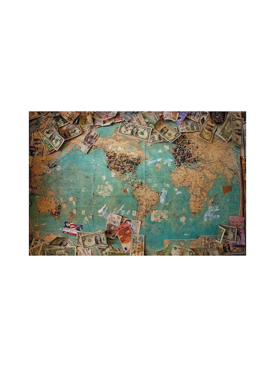 World Map Global Currencies Painting 100x70