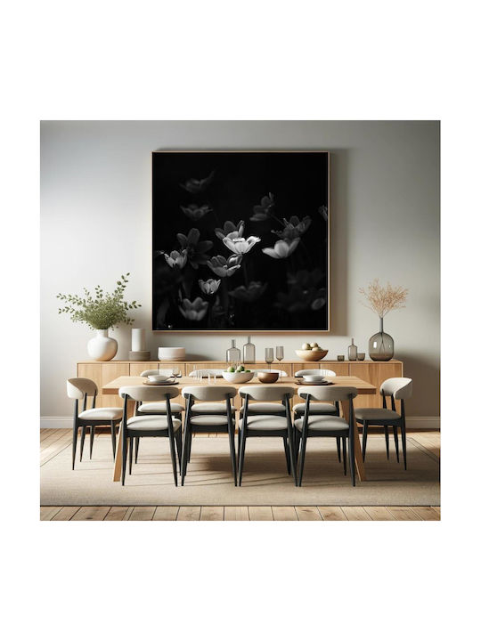 Ethereal Black White Flowers Painting 110x110