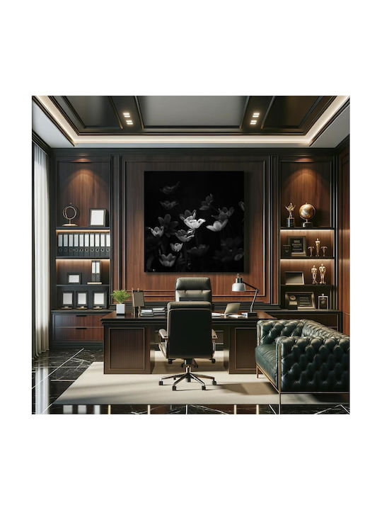 Ethereal Black White Flowers Painting 110x110