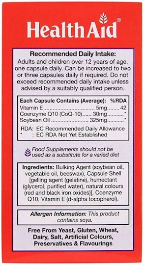 Health Aid Conergy CoQ10 30mg 90 tabs 30мг 90 капси