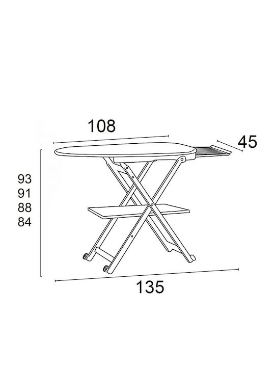 Ironing Board for Steam Iron Foldable 135x45x93cm