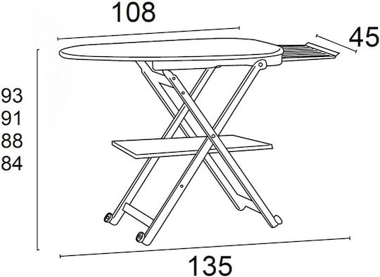 Bügelbrett für Dampfbügeleisen Zusammenklappbar 135x45x93cm