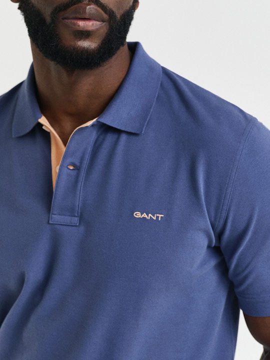 Contrast Pique Polo T-shirt Indigo