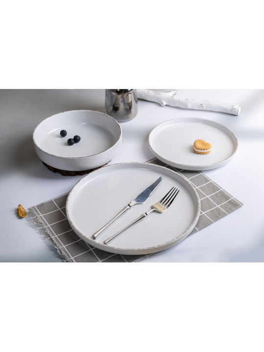 GTSA Plate Shallow Ceramic White with Diameter 21cm 6pcs
