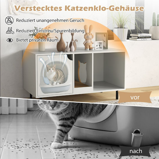 Costway Litter Box Cover for 2 Cats with Removable Scratching Surface Hidden Washroom Pv10238wh