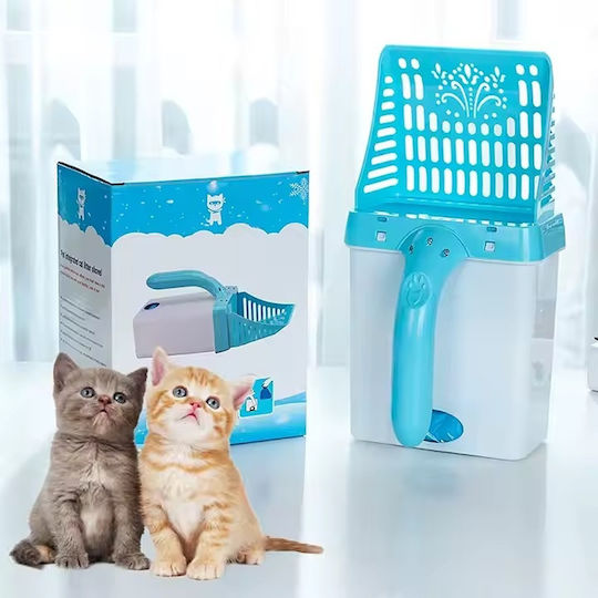Lingură din plastic pentru litiera pisicii 30 de pungi M16xL8xH30cm Albastru