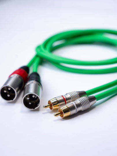 Welx Cablu CR Echilibrat 2 x XLR De Sex Masculin - 2 x RCA De Sex Masculin Verde 1.5m WELX-CR-SERIE-1.5M