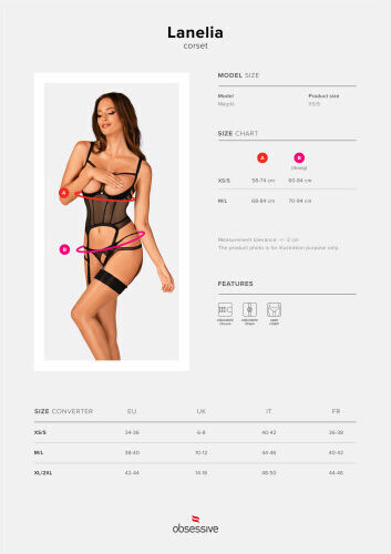 Obsessive Lanelia Sexy Σετ Εσωρούχων με Ζαρτιέρες Μαύρο
