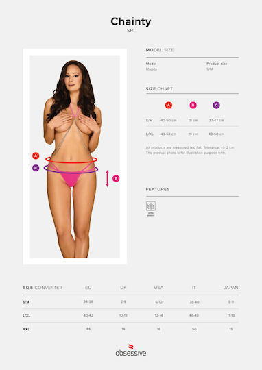Obsessive Chainty Set Секси Комплект Бельо Pink 156962