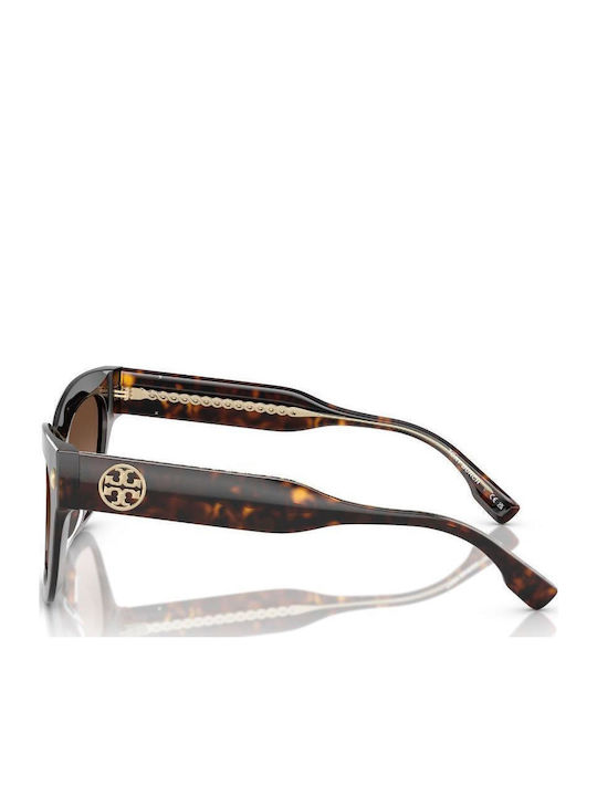 Tory Burch Damen Sonnenbrille mit Braun Schildkröte Kunststoff Gestell und Braun Verlaufsfarbe Linse TY7208U-172813