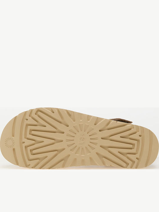 Goldenstar Δερμάτινα Γυναικεία Σανδάλια Flatforms Sand