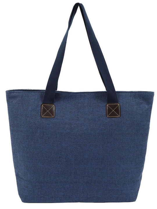 Doca Wicker Beach Bag with Toiletry Bag Blue