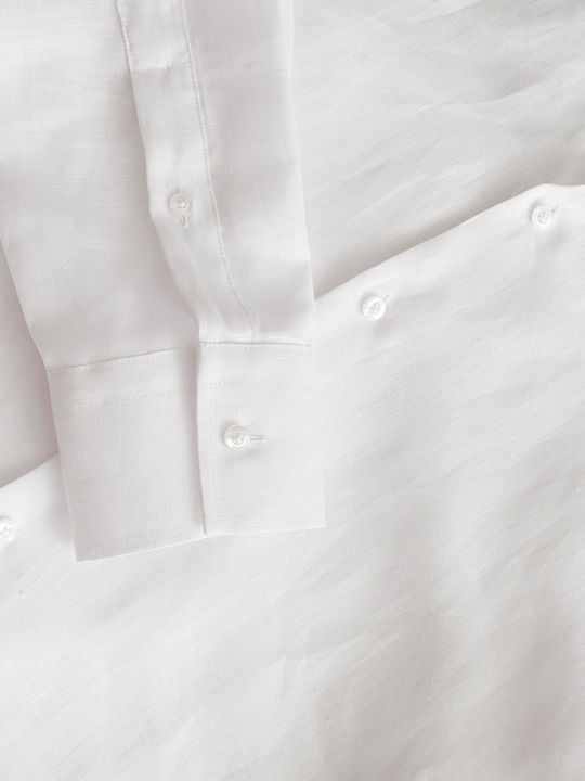 Long-sleeved Linen Shirt White