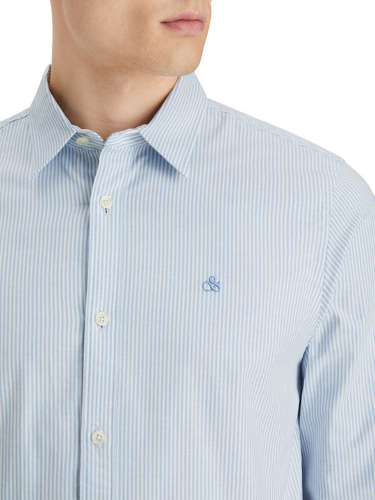 Core Long-sleeved Cotton Shirt Striped Blue