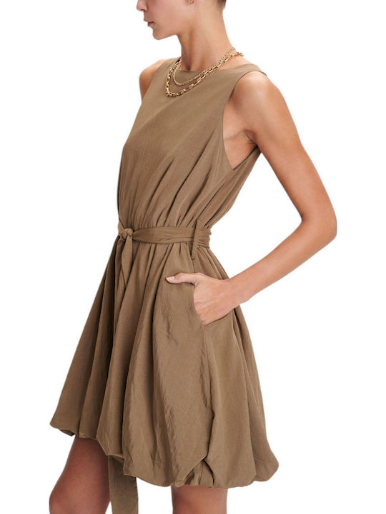 Καλοκαιρινό Mini Φόρεμα για Γάμο / Βάπτιση Khaki
