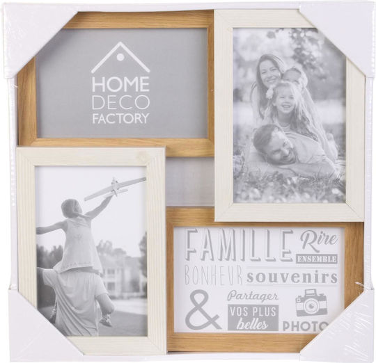The Home Deco Factory Hölzener Fotorahmen mit Beigem Rahmen