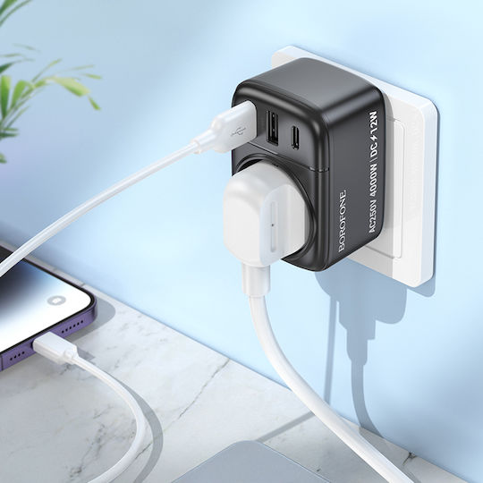 Borofone Un Singur Soclu Cu 2 USB-A Și USB-C