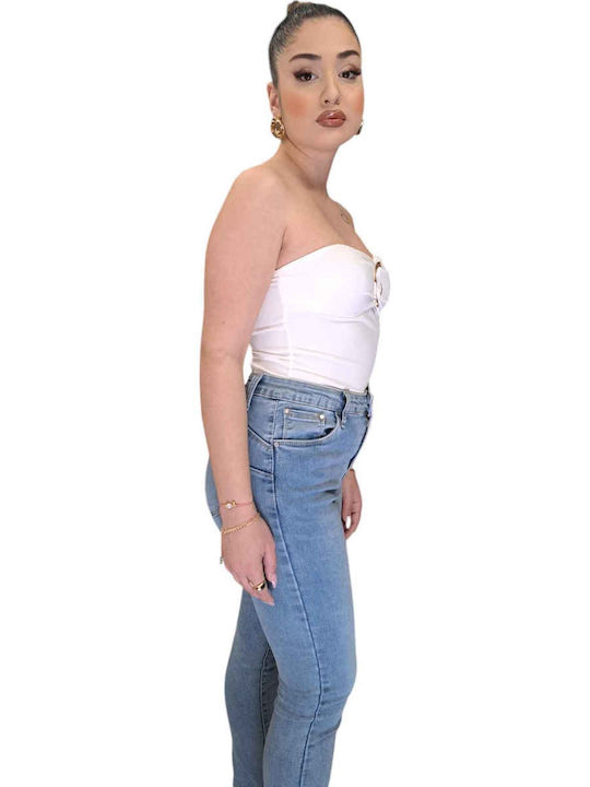 Damen Crop Top White