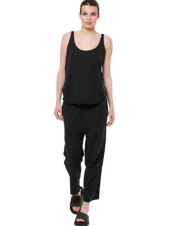 Damen Bluse Baumwolle Ärmellos Black