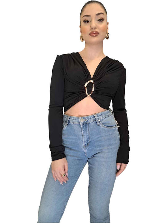 Damen Crop Top Black