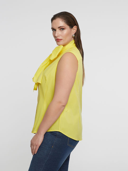 Damen Denim Hemd Gelb