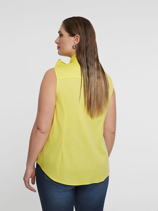 Damen Denim Hemd Gelb