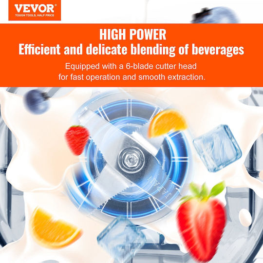 Vevor Comercial Blender 2.2kW White cu Capacitatea Canii 2lt 28x24x50.5cm