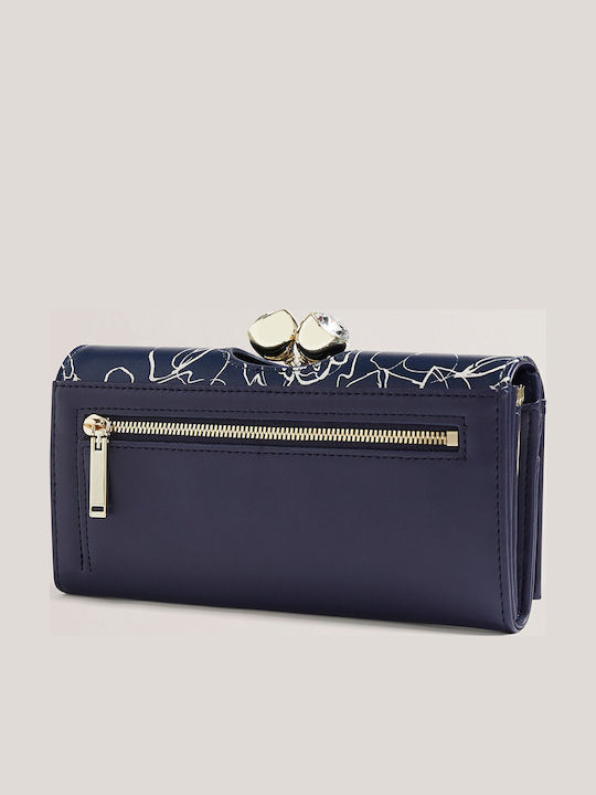 Large Leather Women's Wallet Navy Blue
