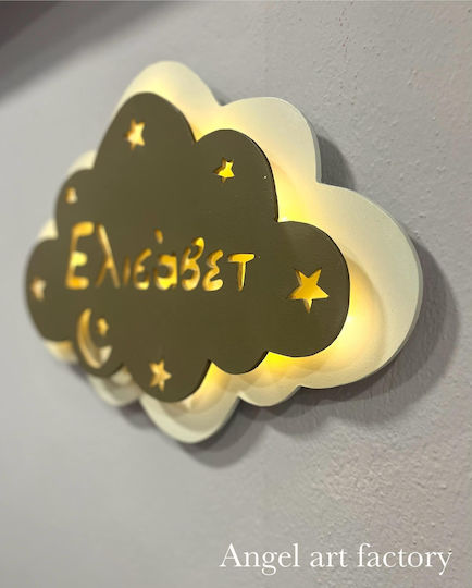 Wooden Wall Light "Double Cloud" Name