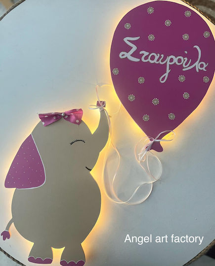 Aplica de perete din lemn pentru copii "Elefant Balon"