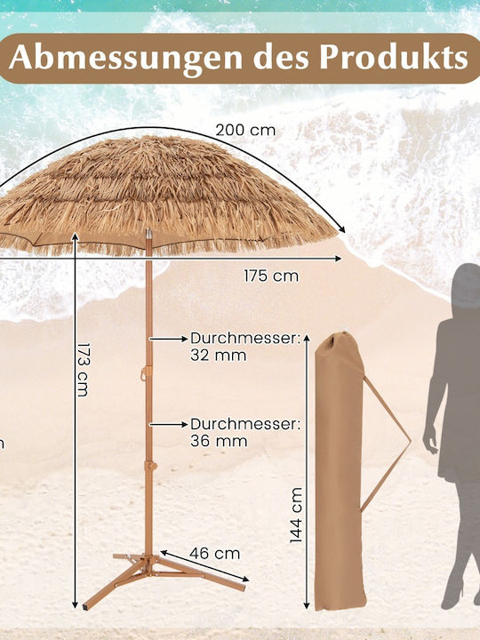Runder Garten- und Terrassen-Sonnenschirm Metall Beige Φ2,18m