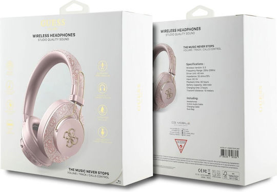 Guess 4G Metal Logo Fără fir / Cu fir Over Ear Căști cu 30 ore de Funcționare Roz