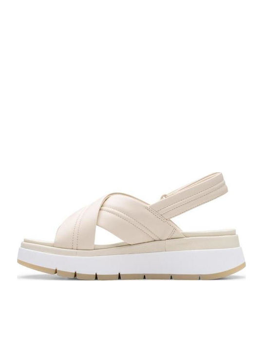 Cross Women's Leather Platform Shoes Beige