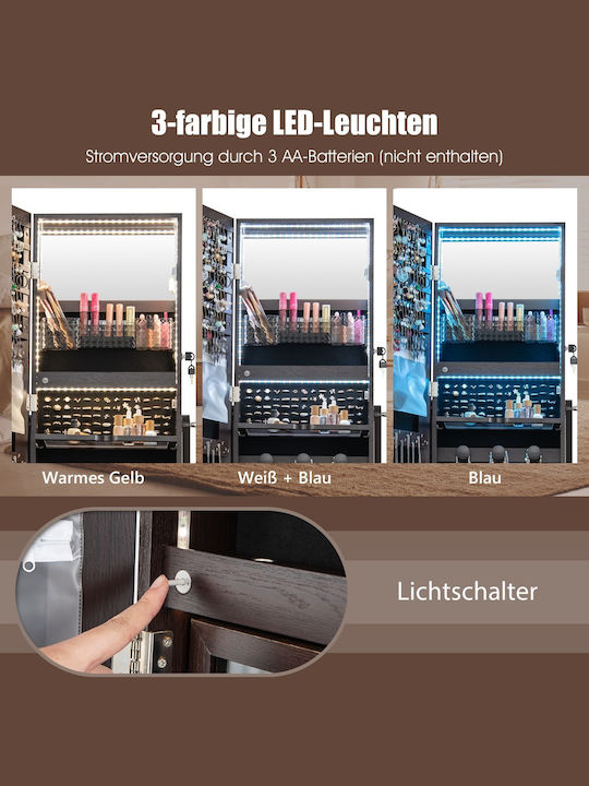 Costway Boden- oder Standspiegel mit Braune Holz Rahmen
