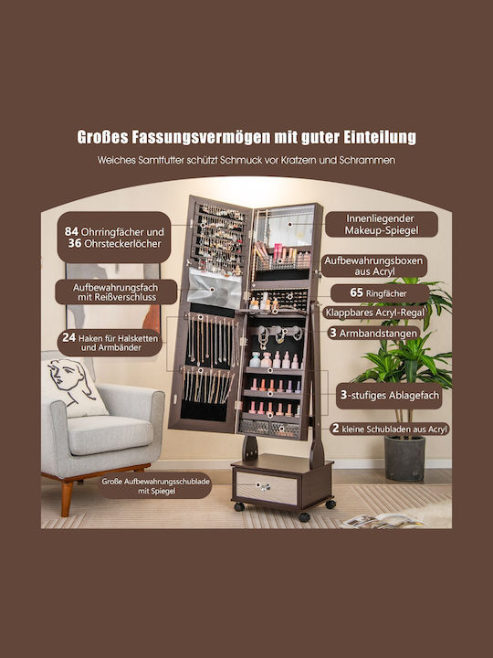 Costway Boden- oder Standspiegel mit Braune Holz Rahmen