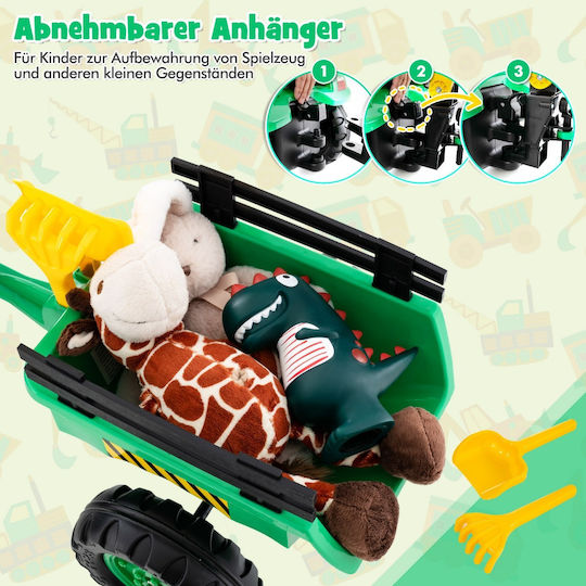 Kinderfahrzeug mit Traktor Elektrisch mit Anhänger Grün für 3+ Jahre