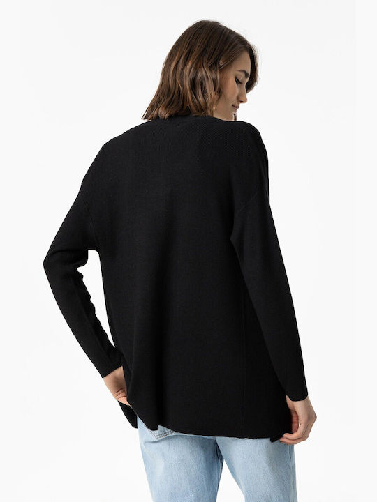 Cardigan Lung Tricotat Negru pentru Femei