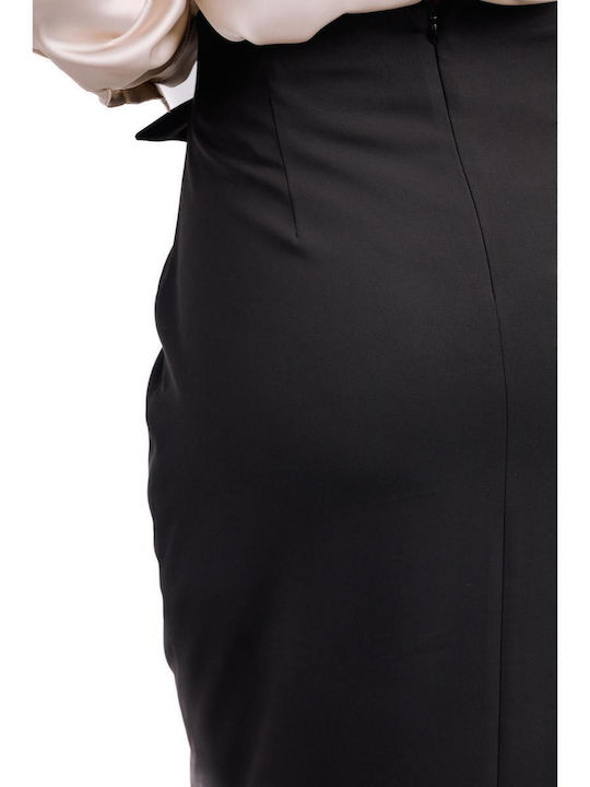 Creion Cu talie înaltă Midi Fustă Black