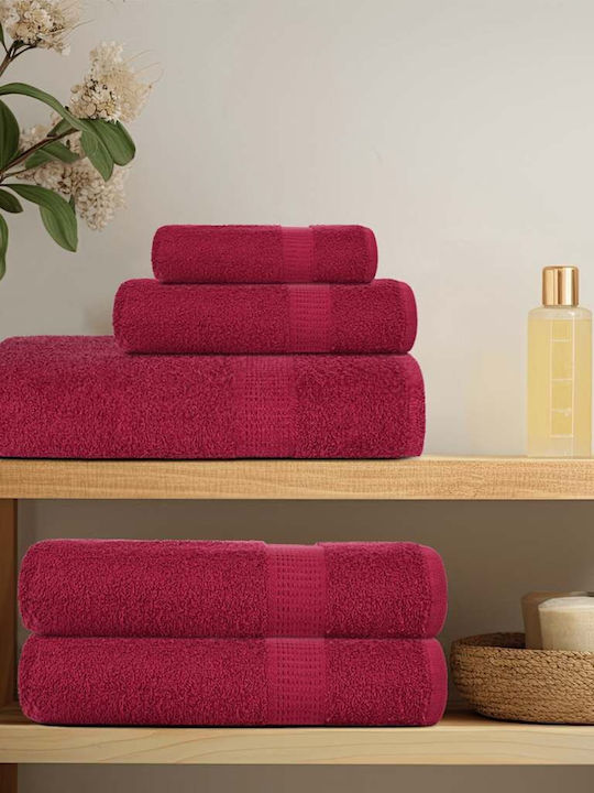 vidaXL Bath Towel 100x150cm Burgundy 2 Pieces Weight 360gsm