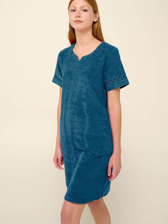 Women's Solid Terry Beach Dress with Pockets Vamp 80% Cotton 20% Polyester 22586 Fragola