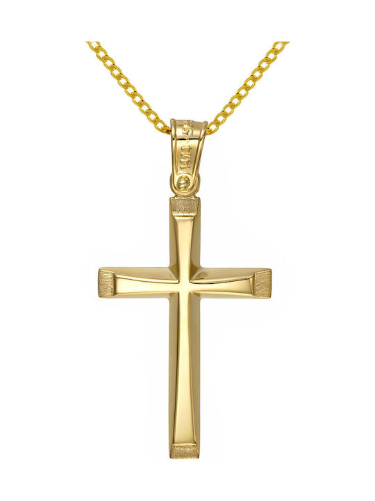 Papoulidis Jewellery Men's Gold Cross 14K Double Sided with the Crucified